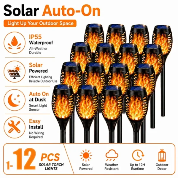 12/33/96LED Solar Flame Torch Light Flickering Light Waterproof Garden Decoration Outdoor 1
