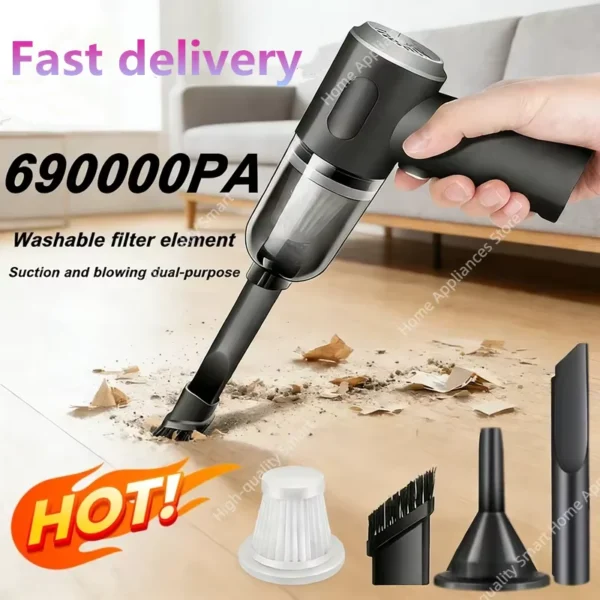 690000Pa Wireless Car Vacuum 2 Hours Quick Charge Wet Dry Dual-use Cleaner Cordless Handheld High-power Vacuum Cleaner 2026 1