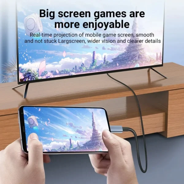 4K HD Video Conversion Cable Typec To Hdtv Same Screen Cable TV Computer 2 Meters Braided Screen Projection Cable 3