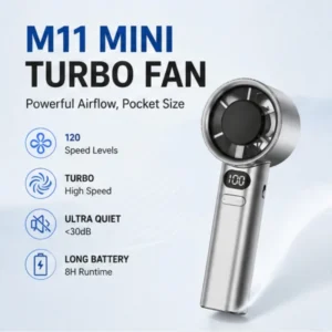 Handheld Fan High-Speed Portable Turbofan USB Rechargeable Electric Fan Digital Display 120 Speeds 1